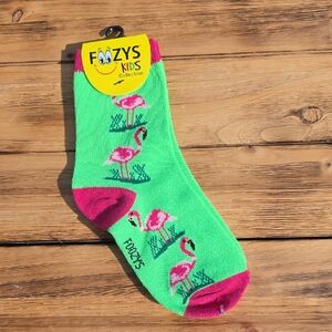 NWT Foozys Kids Flamingo Socks - Green and Pink - Unisex